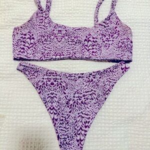 Skatie Purple Patterned Bikini Set